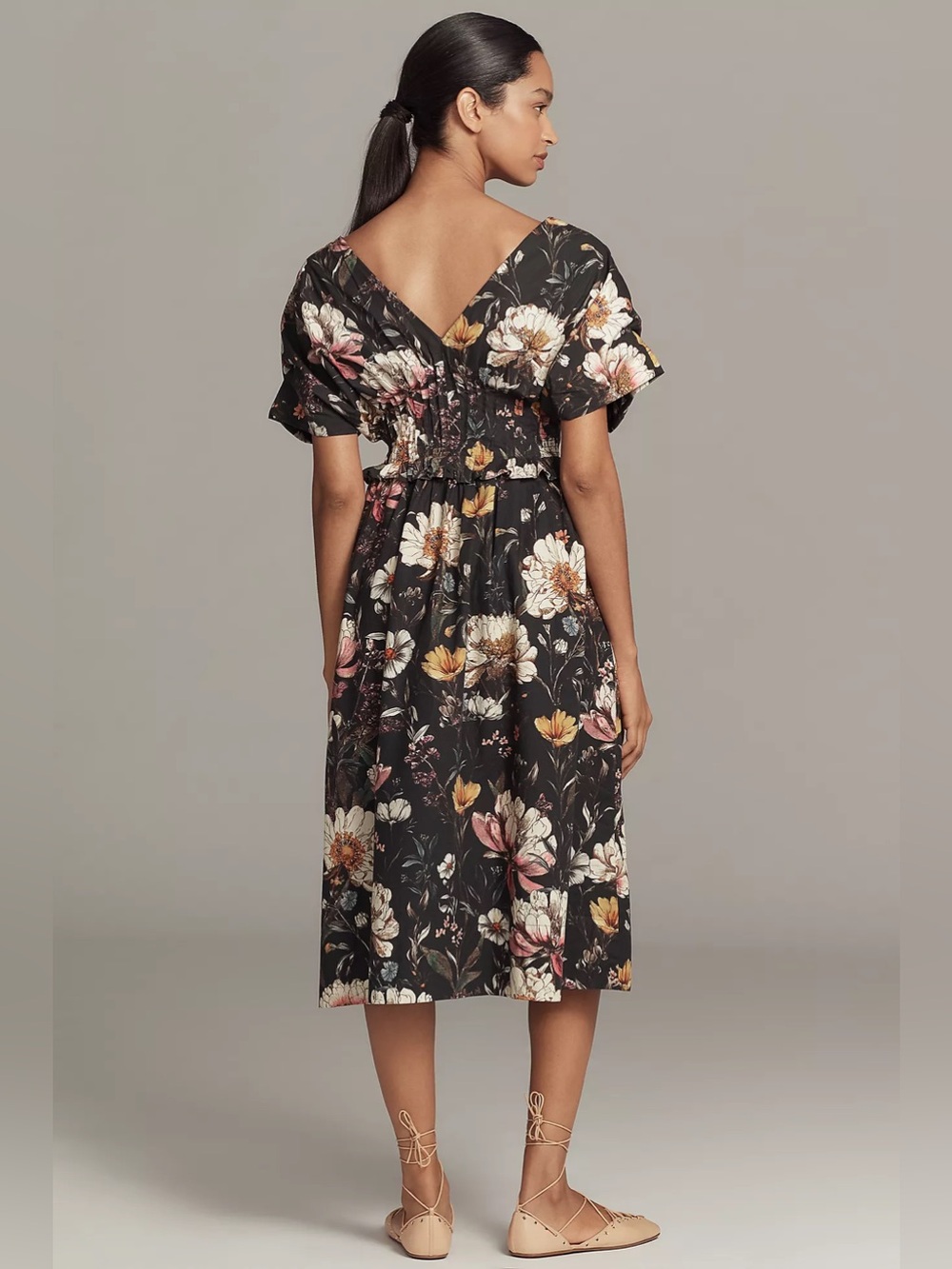 By Anthropologie V-Neck Zip-Front Midi Dress Size SP - Picture 2 of 11